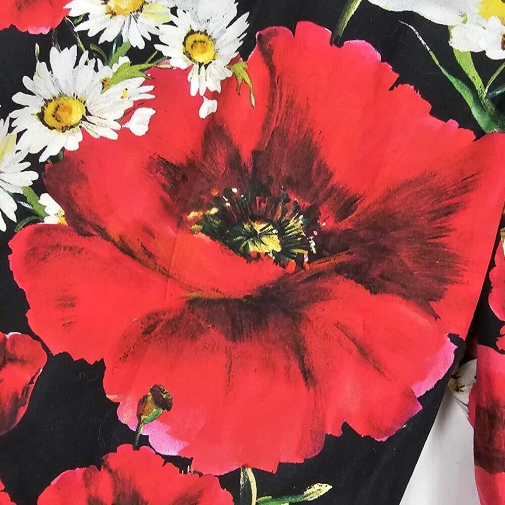 Dolce & Gabbana Daisy & Poppy Print Cotton Straight-Leg Pants 2013 Runway Sz 36 - Picture 6 of 12